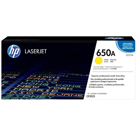 New, Pre-Owned - HP 650A Standard-Yield Yellow Laser Toner Cartridge, CE272A
