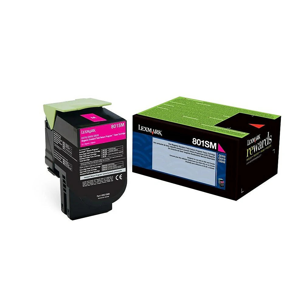 Original Lexmark 801SM Standard Yield Magenta Toner Cartridge