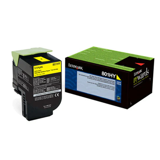 Orignal Lexmark 801HY High Yield Yellow Toner Cartridge