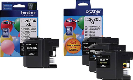 Brother LC203XL High Yield Black / 3 Color  Ink Cartridge (4-Pack)