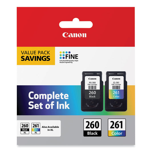 Original Canon PG-260/CL-261 Standard Yield Black & Color Ink Cartridge, 3706C005
