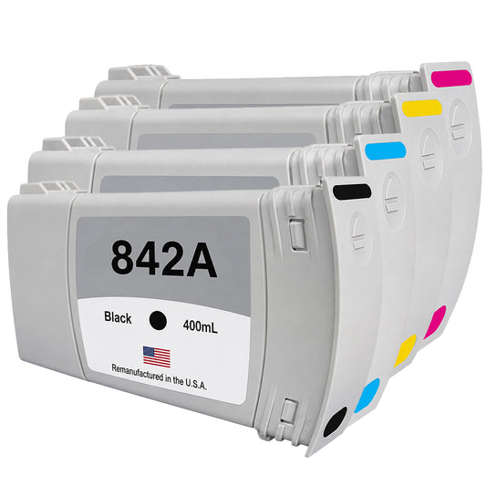 US Remanufactured for HP 842A BCMY Ink Cartridge-4-Pack