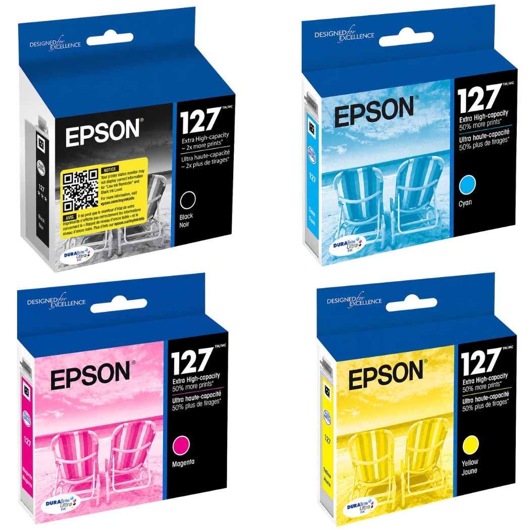 New, Pre-Owned - Epson T127 High Yield Tri-Color Ink Cartridge, T127120-BCS-4-Pack