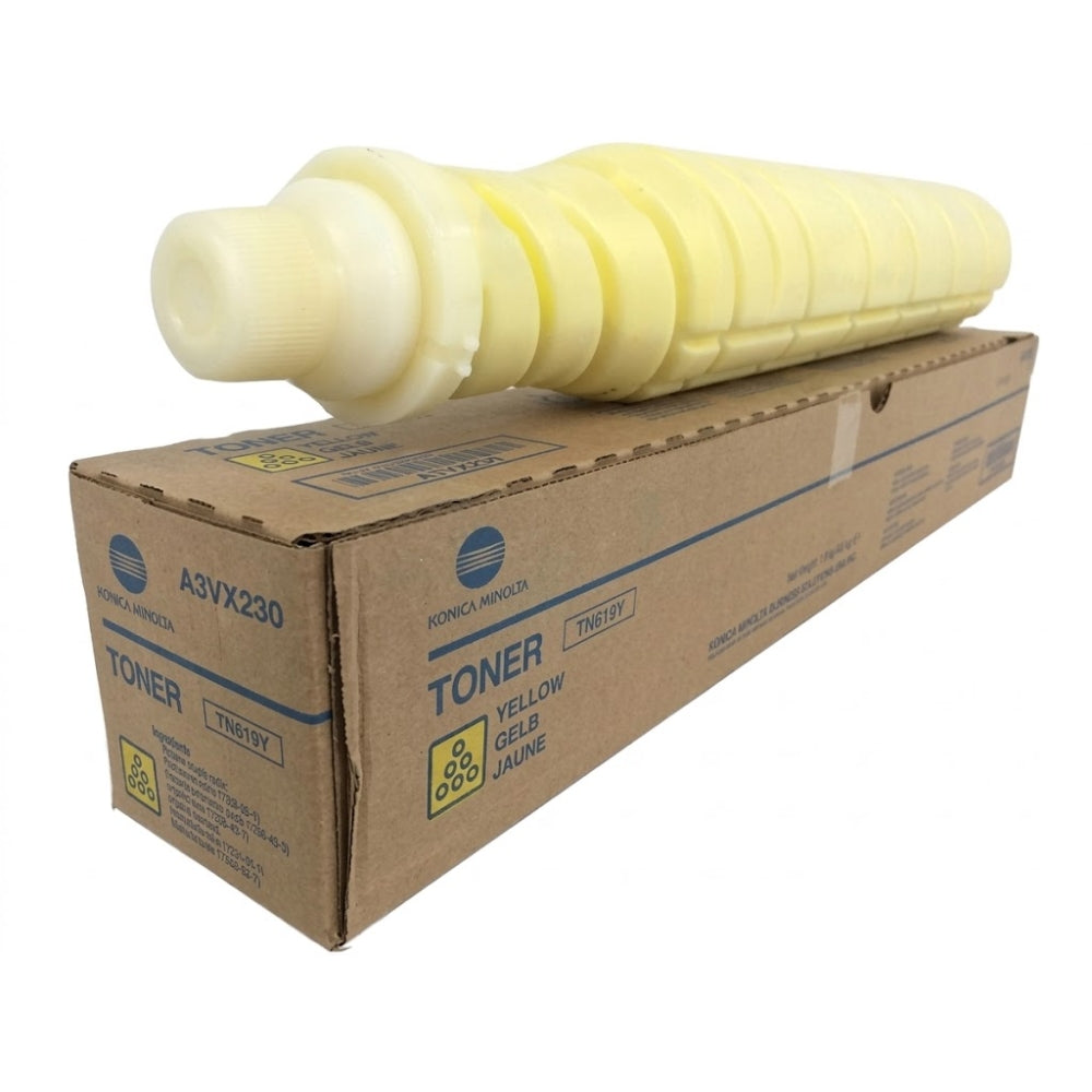 Original Konica Minolta TN619Y High Yield Yellow Toner Cartridge, A3VX230