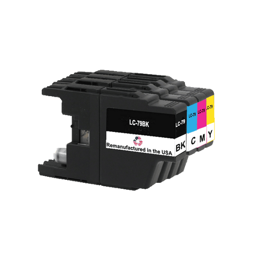 U.S. Remanufactured for Brother LC79 1 Black /  3 Color Ink Cartridges 4-pack