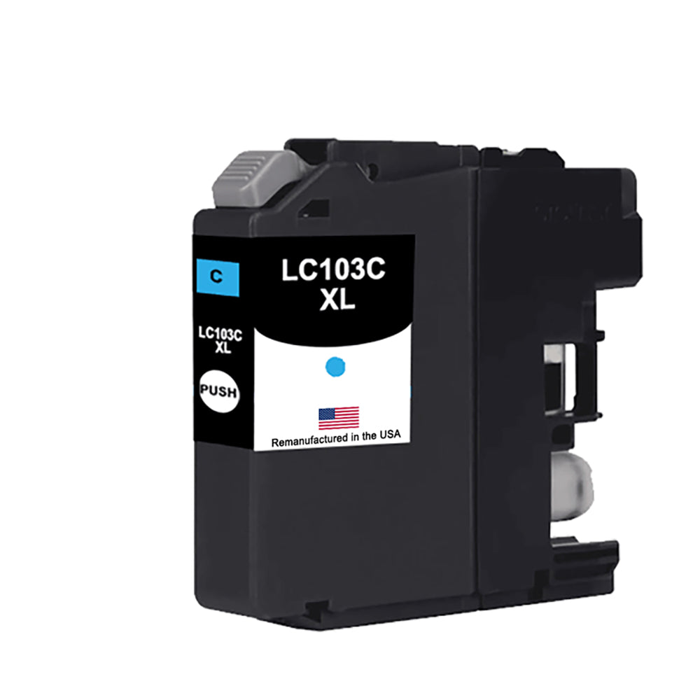 U.S. Remanufactured for Brother LC103XLC High Yield Cyan Ink Cartridge