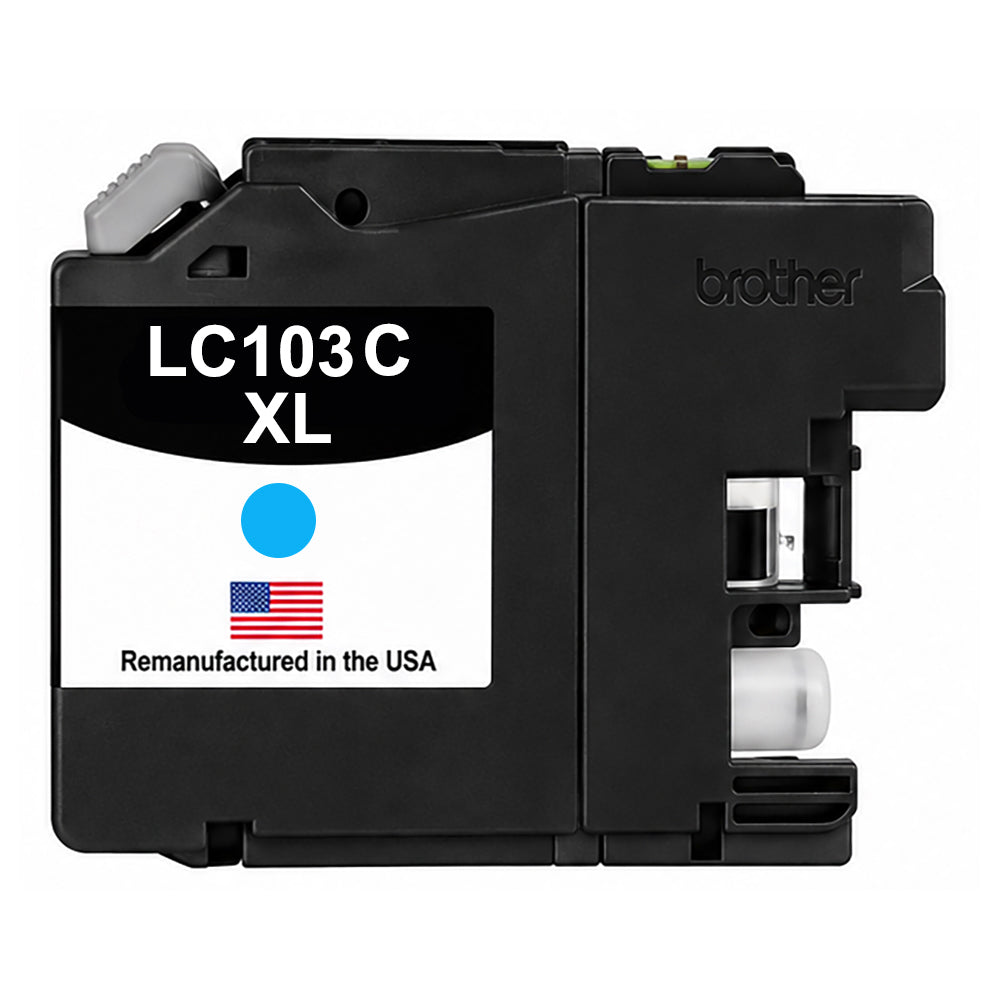 U.S. Remanufactured for Brother LC103XLC High Yield Cyan Ink Cartridge