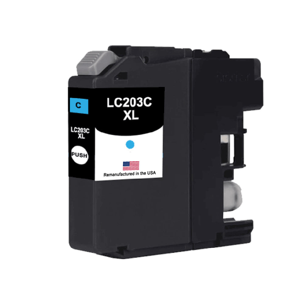 U.S. Remanufactured for Brother LC203XLC High Yield Cyan Ink Cartridge