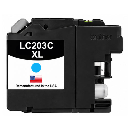 U.S. Remanufactured for Brother LC203XLC High Yield Cyan Ink Cartridge