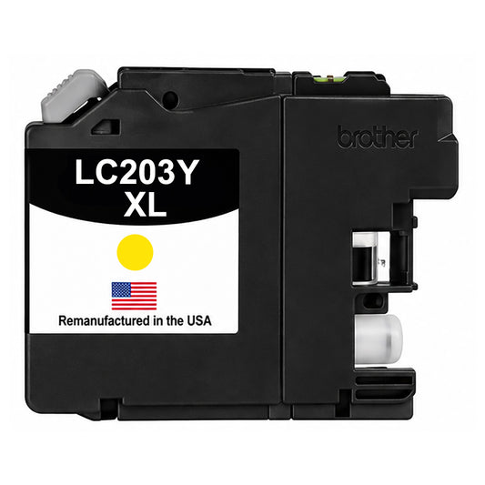 U.S. Remanufactured for Brother LC203XLY High Yield Yellow Ink Cartridge