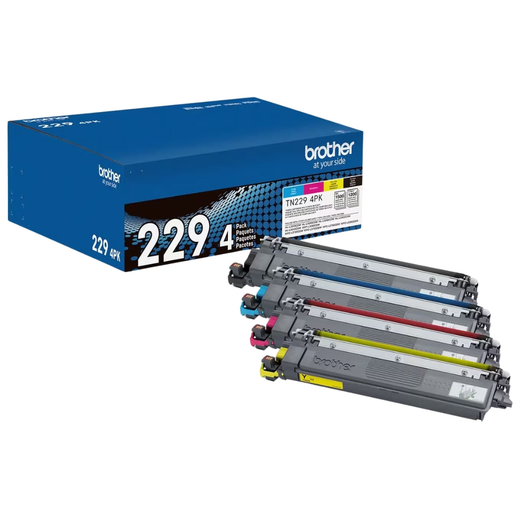 New, Pre-Owned - Brother 229 Black, Cyan, Magenta and Yellow Standard-Yield Toner, TN2294PK