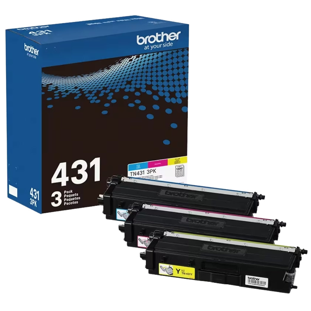 New, Pre-Owned - Brother Standard-Yield Cyan, Yellow and Magenta Toner Cartridge, TN431-3PK