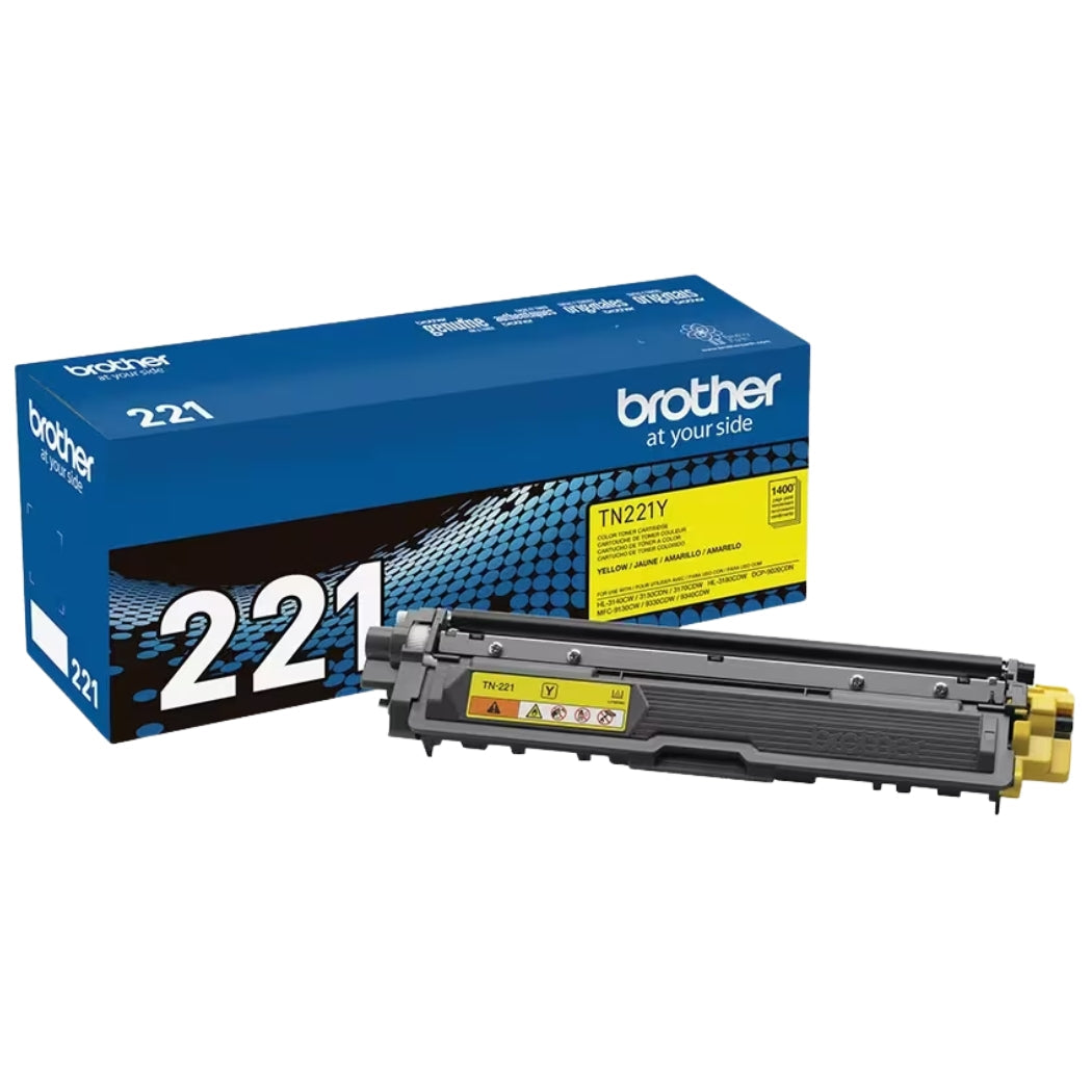 New, Pre-Owned - Brother TN-221 Standard-Yield Yellow Toner Cartridge, TN221Y