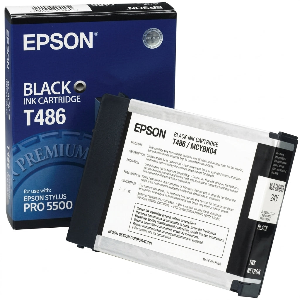 New, Pre-Owned, Original Epson T486 Standard Yield Black Ink Cartridge, C13T486011