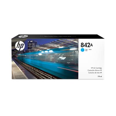 New, Pre-Owned, Original HP 842A High Yield Cyan Ink Cartridge, C1Q46A