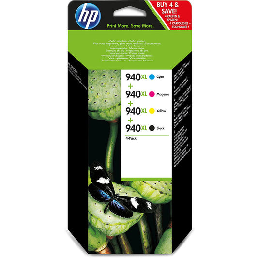 Genuine HP 940XL High Yield Black and Tri-Color Inkjet Cartridge