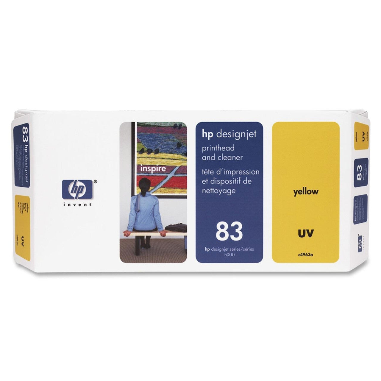 Original HP 83 UV (C4963A) Yellow Printhead and Printhead Cleaner