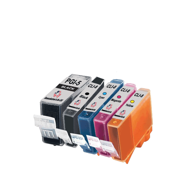 U.S. Remanufactured for Canon PGI-5 Black / CLI-8 Black, Colors 5-Pack