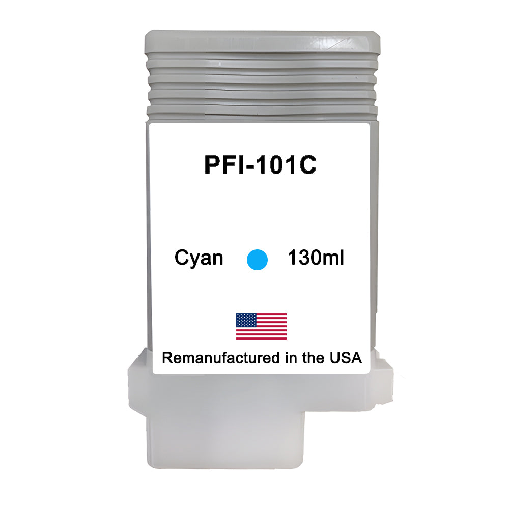 U.S. Remanufactured for Canon PFI-101C 130ml Cyan Ink Cartridge