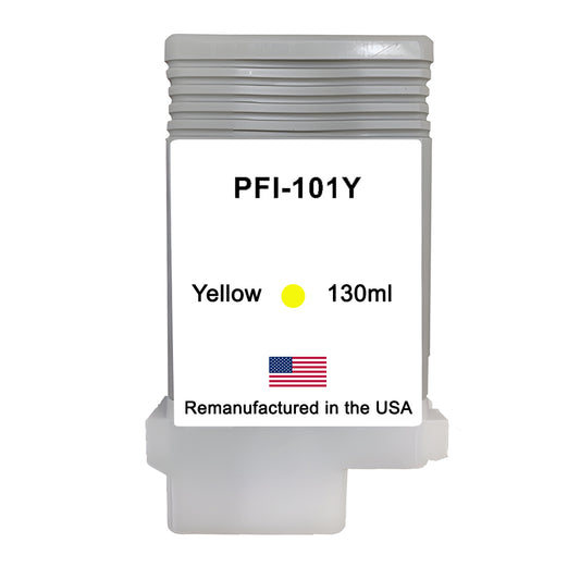 U.S. Remanufactured for Canon PFI-101Y 130ml Yellow Ink Cartridge