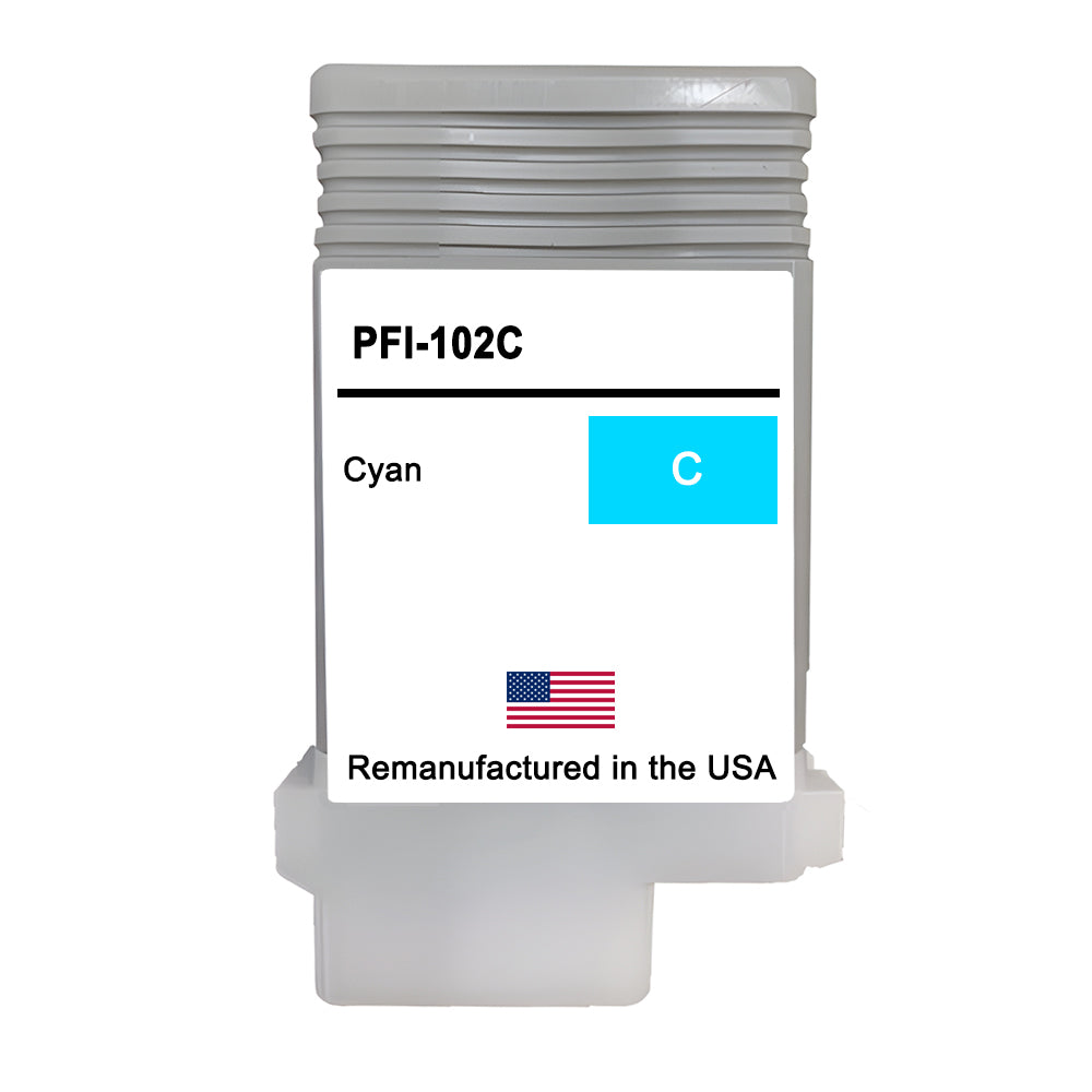 U.S. Remanufactured for Canon PFI-102C 130ml Cyan Ink Cartridge