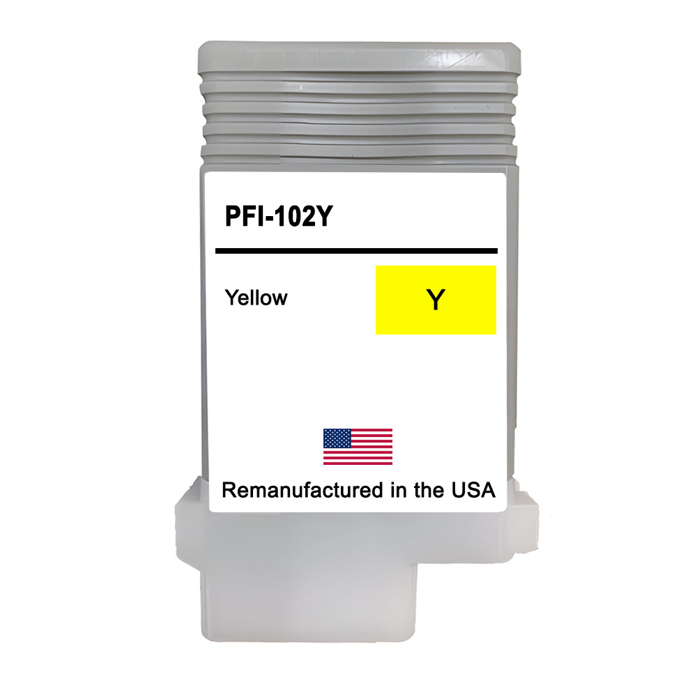 U.S. Remanufactured for Canon PFI-102Y 130ml Yellow Ink Cartridges