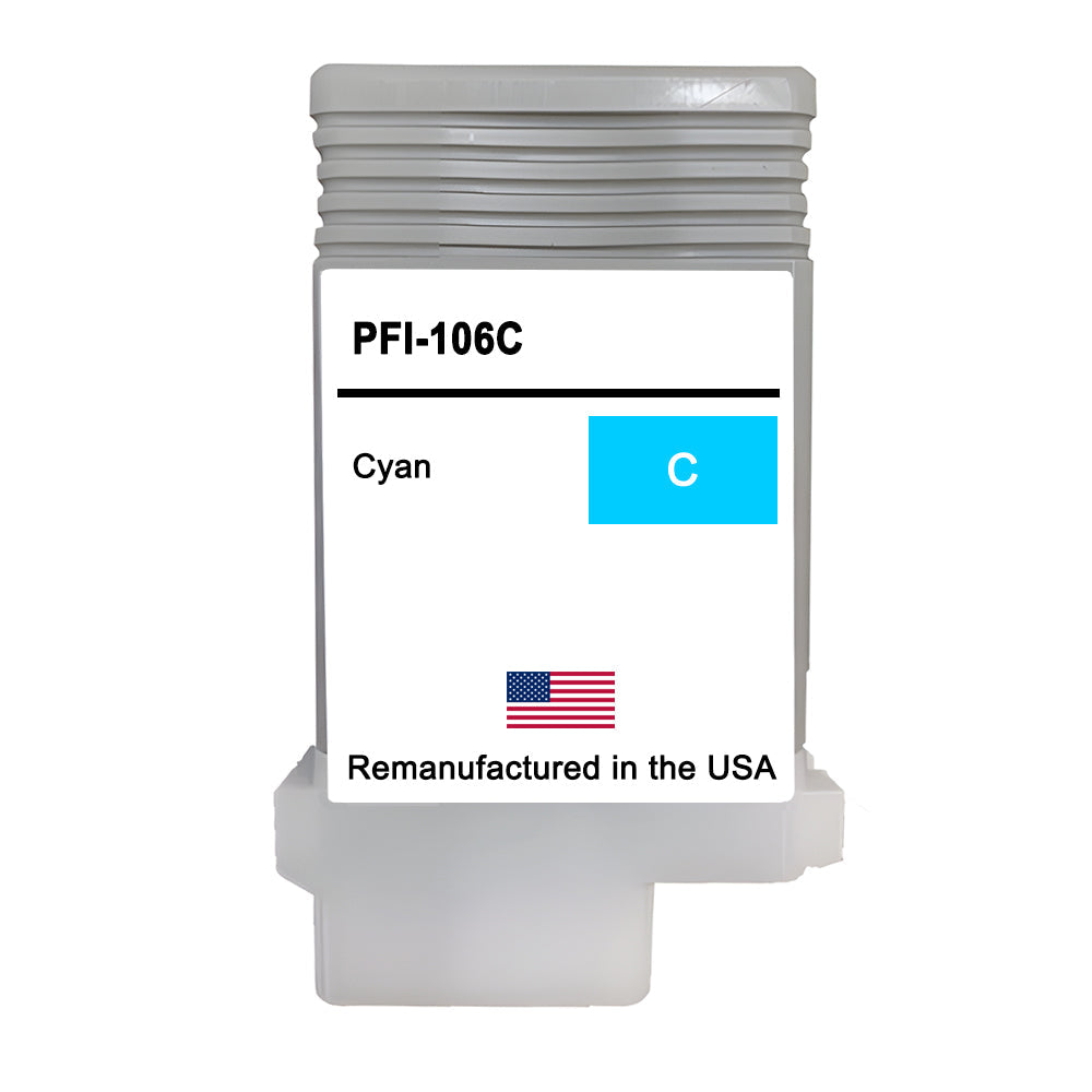 U.S. Remanufactured for Canon PFI-106C 130ml Cyan Ink Cartridge