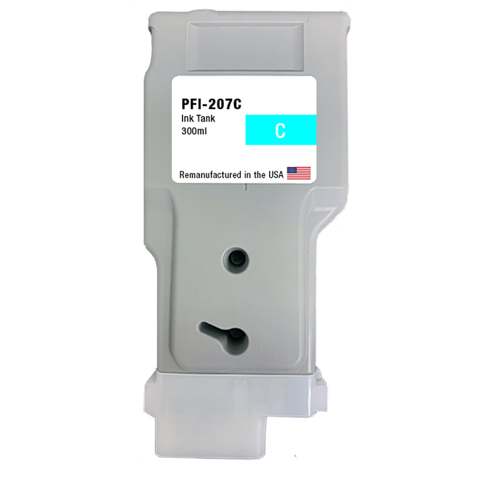 U.S. Remanufactured for Canon PFI-207C 300ml Cyan Ink Cartridge