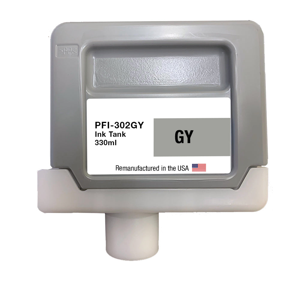 U.S. Remanufactured for Canon PFI-302GY 330ml Gray Ink Cartridge