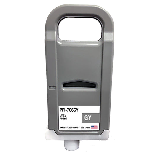 U.S. Remanufactured for Canon PFI-706GY 700ml Gray Ink Cartridge