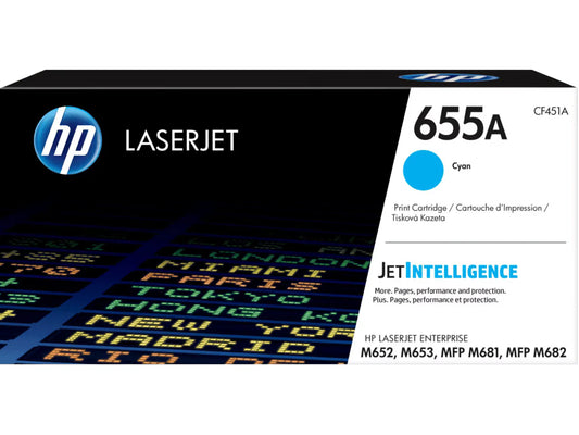 Original HP 655A Standard Yield Cyan Toner Cartridge
