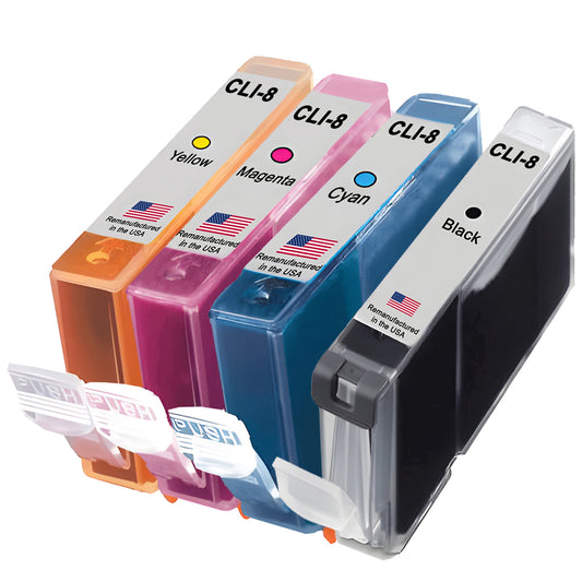 U.S. Remanufactured for Canon CLI-8  Black / 3 Color Ink Cartridge 4-Pack