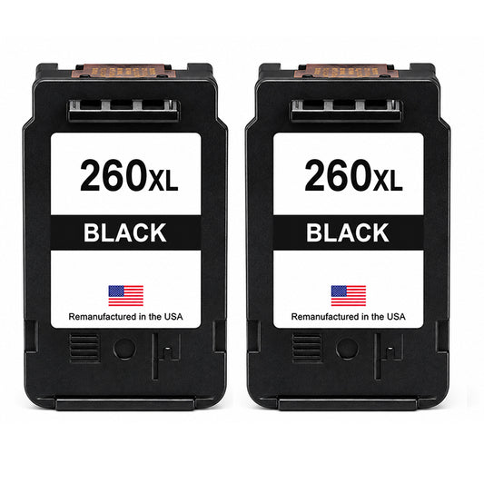 U.S. Remanufactured for Canon PG-260XL Black Ink Cartridge Twin Pack