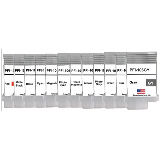 U.S. Remanufactured Ink Cartridges for Canon PFI-106 130mL 12-Pack