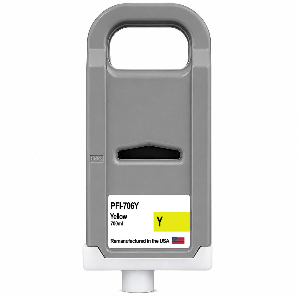 U.S. Remanufactured for Canon PFI-706Y 700ml Yellow Ink Cartridge