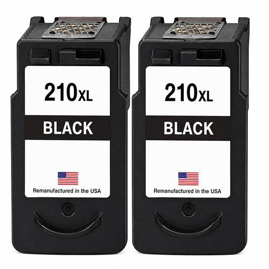 U.S. Remanufactured for Canon PG-210XL Black Ink Cartridge Twin Pack