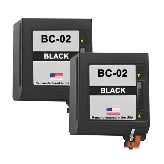 U.S. Remanufactured for Canon BC-02 Black Ink Cartridges Twin Pack