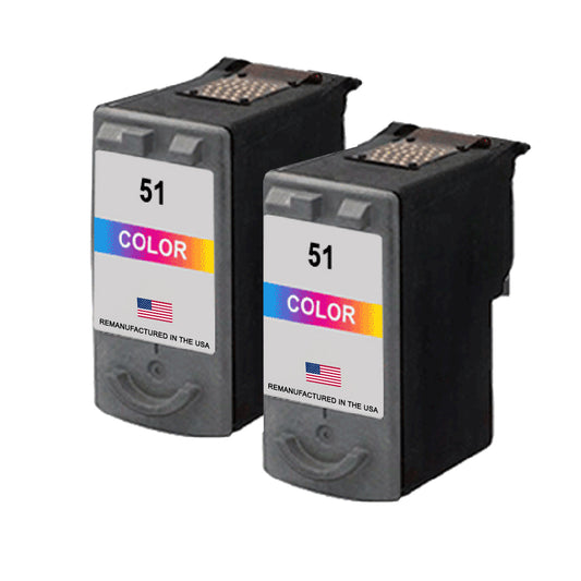 U.S. Remanufactured for Canon CL-51 Color Ink Cartridge Twin Pack