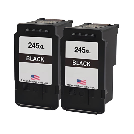 U.S. Remanufactured for Canon PG-245XL Black Twin Pack High Yield Ink Cartridges
