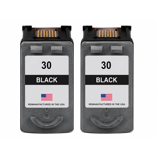 U.S. Remanufactured for Canon PG-30 Black Ink Cartridge Twin Pack