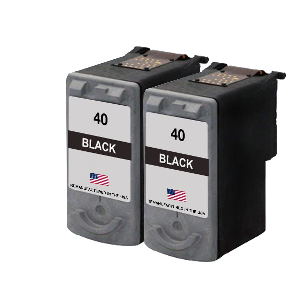 U.S. Remanufactured for Canon PG-40 Black Ink Cartridge Twin Pack