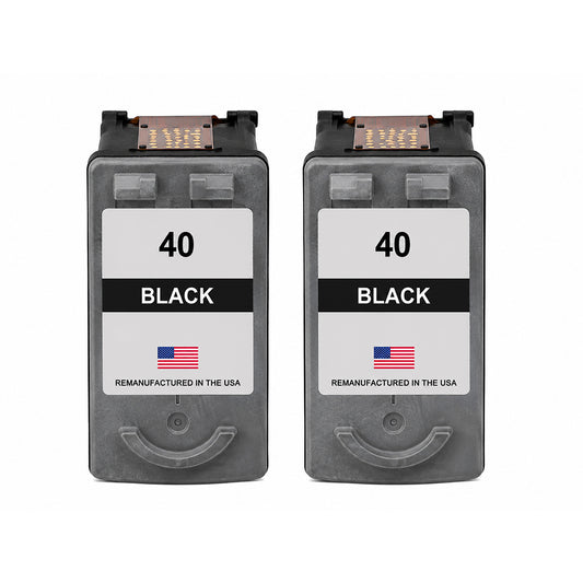 U.S. Remanufactured for Canon PG-40 Black Ink Cartridge Twin Pack