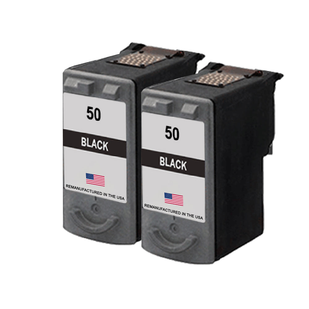 U.S. Remanufactured for Canon PG-50 Black Ink Cartridge Twin Pack