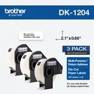 New, Pre-Owned - Brother DK-1204 Die-Cut Paper Label Rolls, 3PK