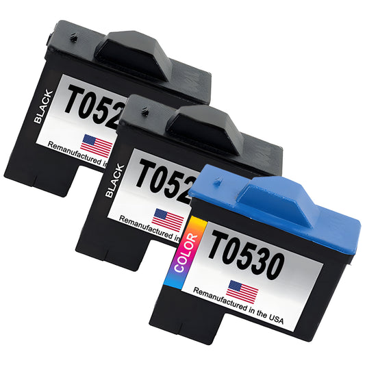 U.S. Remanufactured for Dell Series 1 T0529 2 Black / T0530 1 Color Ink Cartridges 3-Pack