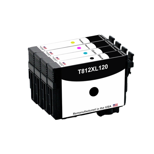 U.S. Remanufactured for Epson 812XL High Yield 4-Color Ink Cartridge Pack