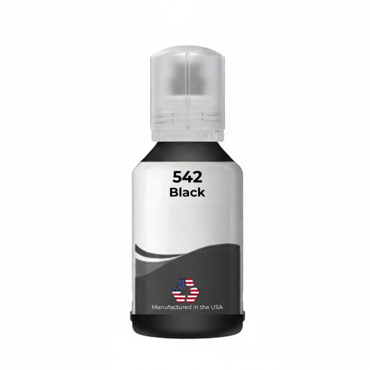 US Remanufactured for Epson 542 (T542120-S) 130 ml Black Ultra High Yield Ink Bottle Made in the USA, T542120-S
