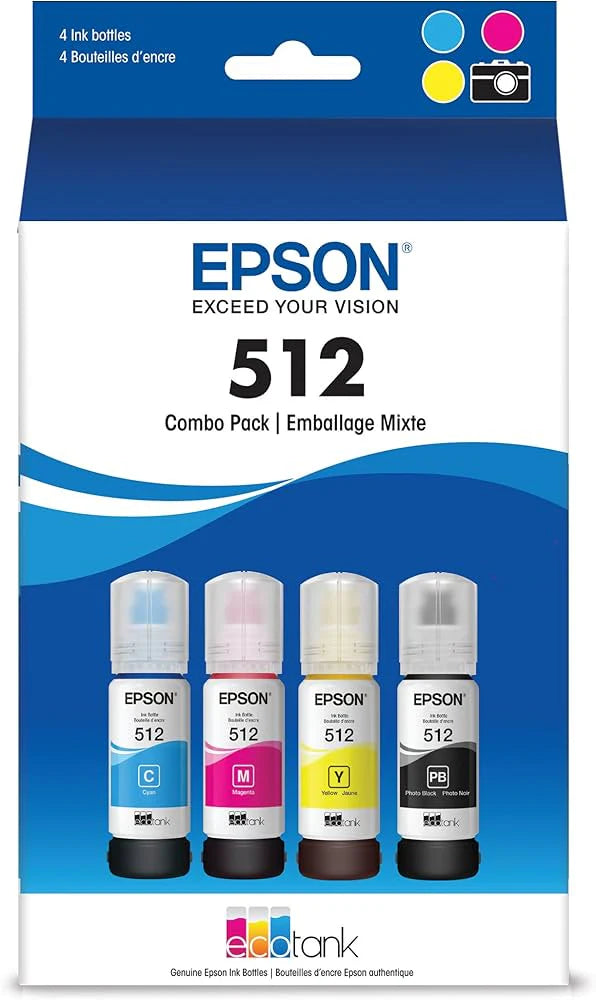 Original Epson T512 EcoTank Multi-Color (4-Pack) Ink Bottle