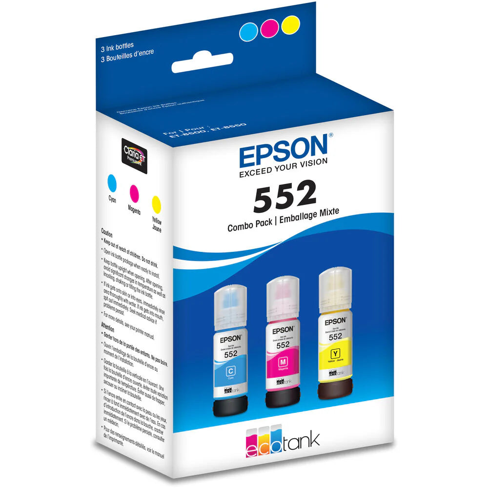 Original Epson T552 Ultra High-Yield Multi-Color (3-Pack) Ink Bottle