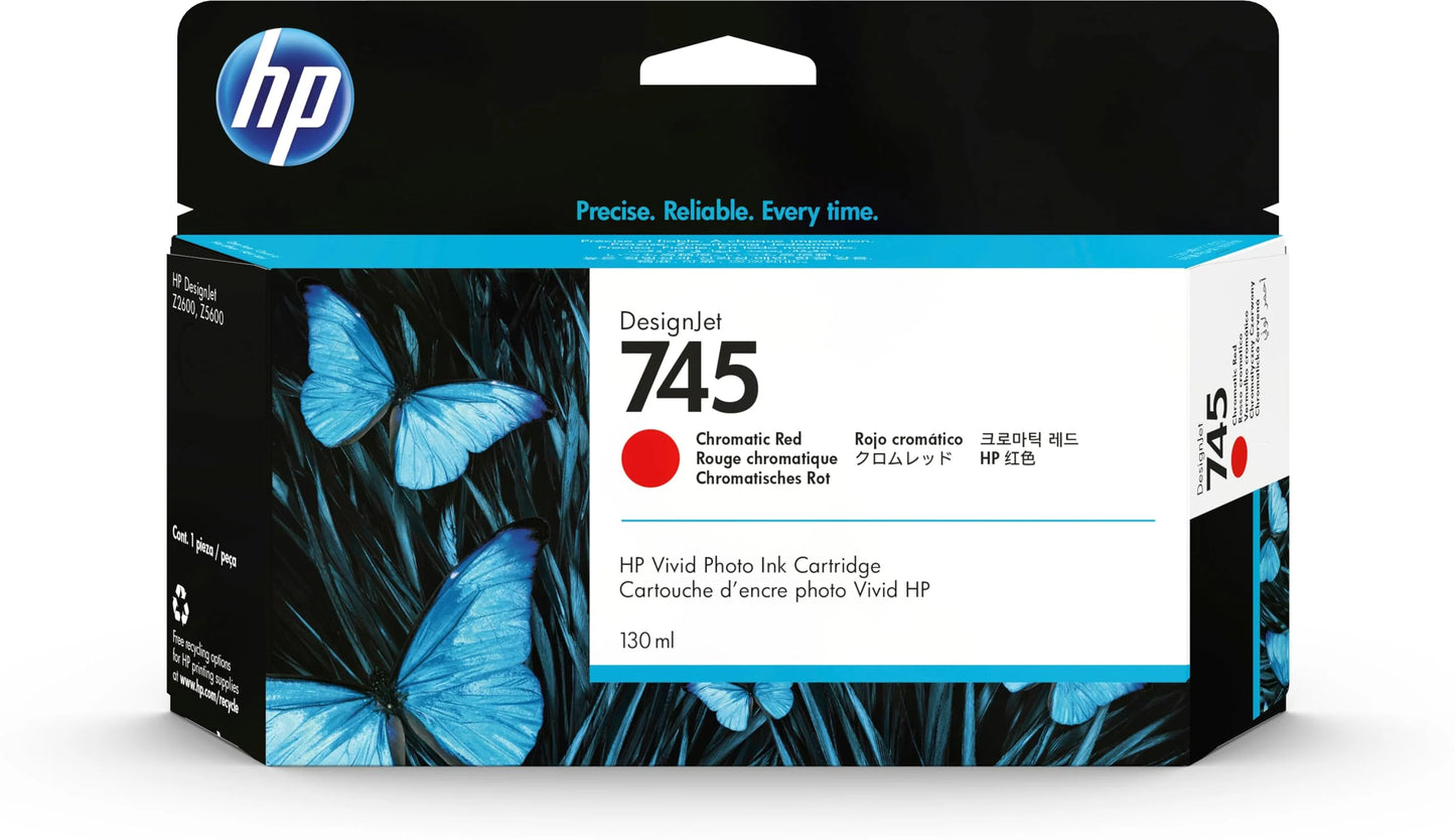 Genuine HP 745 130ml DesignJet Chromatic Red Ink Cartridge